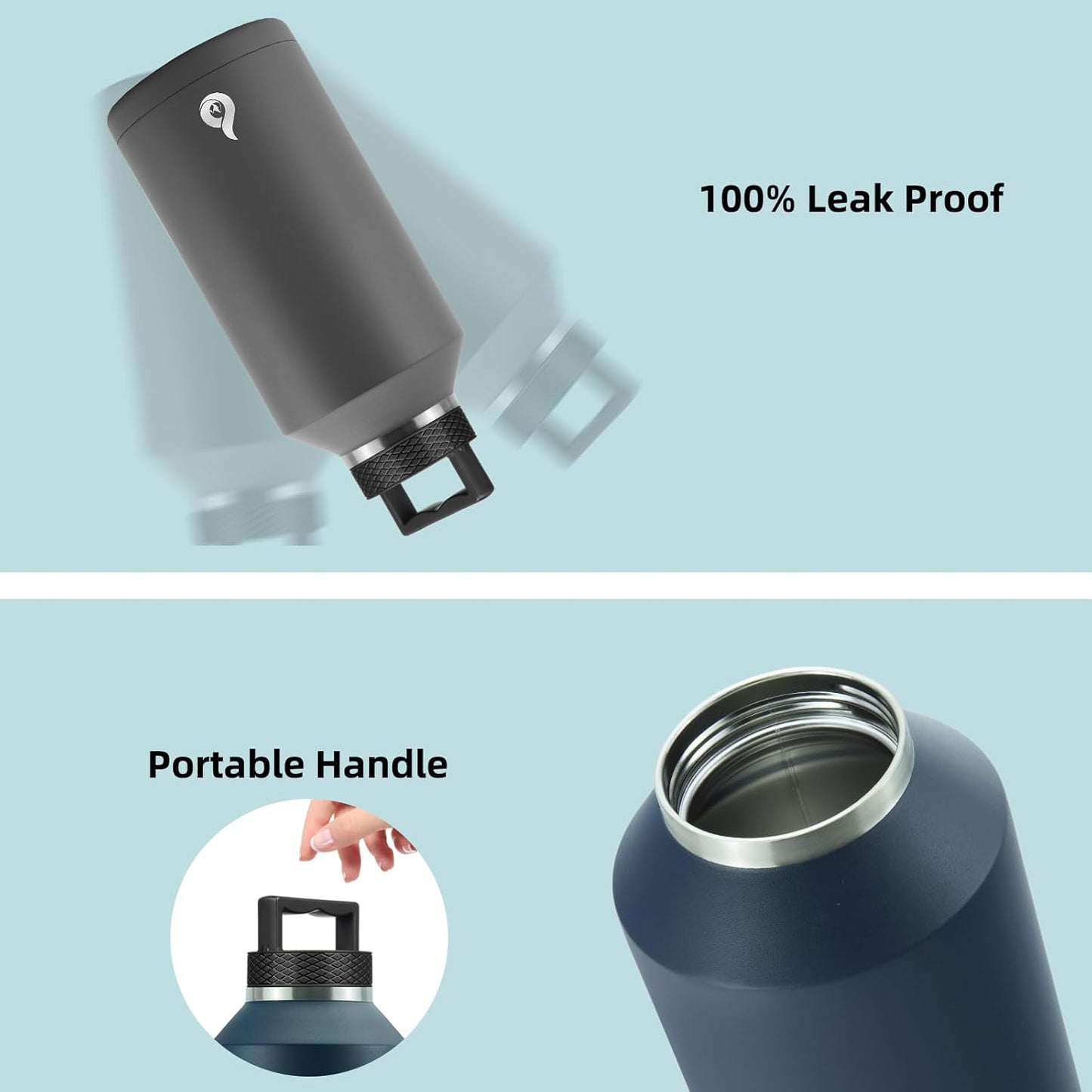 BJPKPK Half Gallon Water Bottle Insulated, Dishwasher Safe 64 oz Water Bottle with Handle, Leakproof BPA Free Water Jug, Large Stainless Steel Water Bottle for Sports, Brick Red