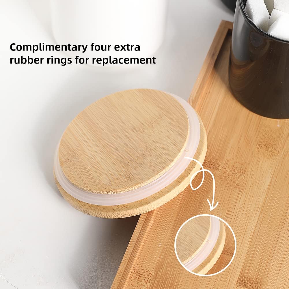 Sweejar Kitchen Canisters Ceramic Food Storage Jar Set, Stackable Containers with Airtight Seal Bamboo Lid for Serving Ground Coffee, Tea,Grains, Herbs,Sugar, Salt and More - Pack of 4（Turquoise）