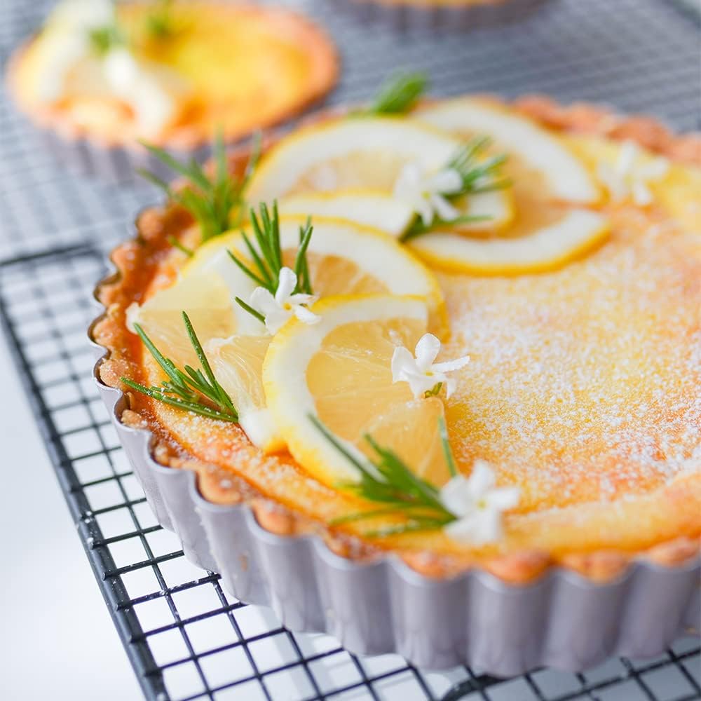 CHEFMADE Tart Pan Set, 7" and 9" Round Pie Pan with Removable Loose Bottom, Non-Stick Carbon Steel Quiche Pan for Oven Baking