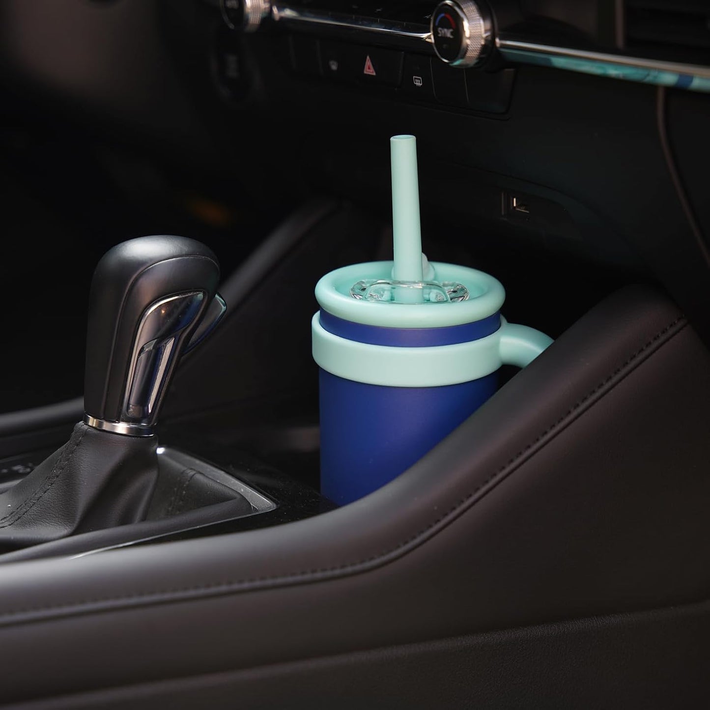 18 oz Tumbler with Side Handle, Insulated Water Bottle with Straw and 2 in 1 Lid, Stainless Steel Cup Travel Coffee Mug for Sports Office Gym,Ice Blue