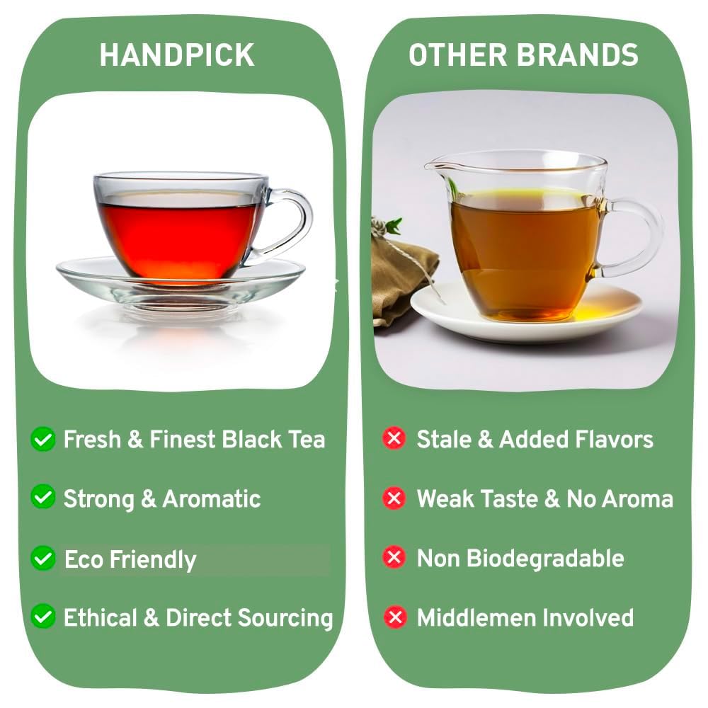 HANDPICK, Earl Grey Black Tea Bags (100 Count) Bergamot Oil | Caffeinated, Earl Grey Tea Bags | Flavoured With Citrus and Bergamot Brew Hot/Iced Tea with or without milk