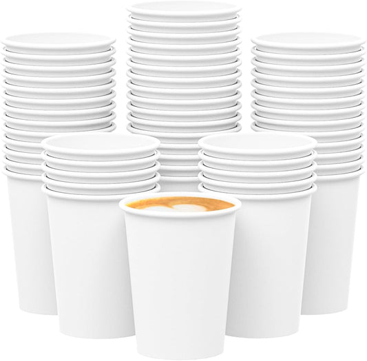 𝟐𝟏𝟎 𝐂𝐨𝐮𝐧𝐭 𝟏𝟐 𝐨𝐳 Disposable White Paper Coffee Cups, To Go Hot Cups for Coffee, Chocolate, Juice, Hot or Cold Beverage Drinking Cup Suitable for Party, Office, Travel, and Events