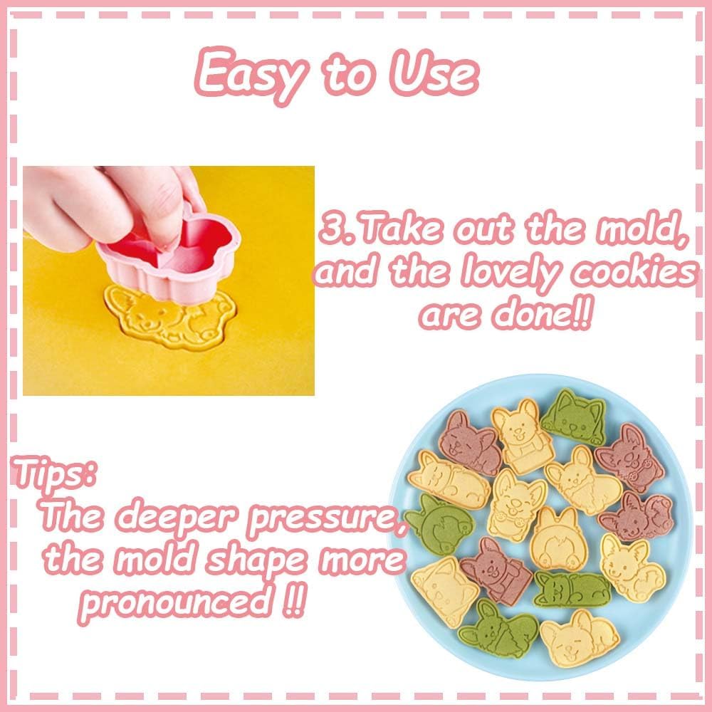 8 Corgi Dog Cookie Cutters Set, 3D Puppy Cookie Stamps, Cupcake Pancake Apple Pie Pastry Biscuit Molds, Cookie Baking Molds for Dog Party Decorations (Corgi)
