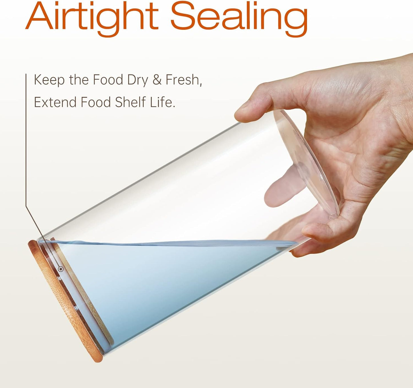 Glass Jars with Bamboo Lids 53 FL OZ [Set of 4], Glass Canisters with Airtight Lids, Glass Food Storage Containers for Pasta, Oats, Coffee, Flour, Sugar, Rice, Best for Kitchen & Pantry