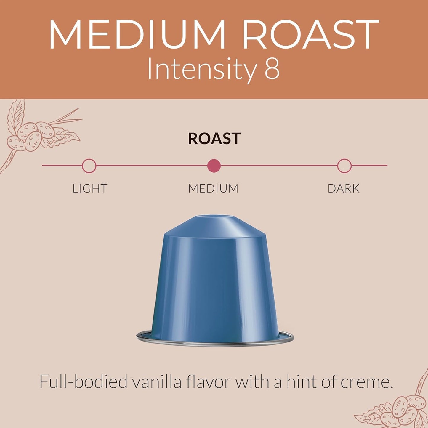 Camilla’s Heritage - Intensity 8 Vanilla Flavored Espresso Coffee, Gourmet Espresso Cups, 60 Coffee Pods