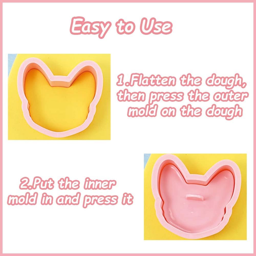 8 Dog Cookie Cutters Set, 3D Puppy Cookie Stamps, Cupcake Pancake Apple Pie Pastry Biscuit Molds, Cookie Baking Molds for Dog Party Decorations (Puppy-1)