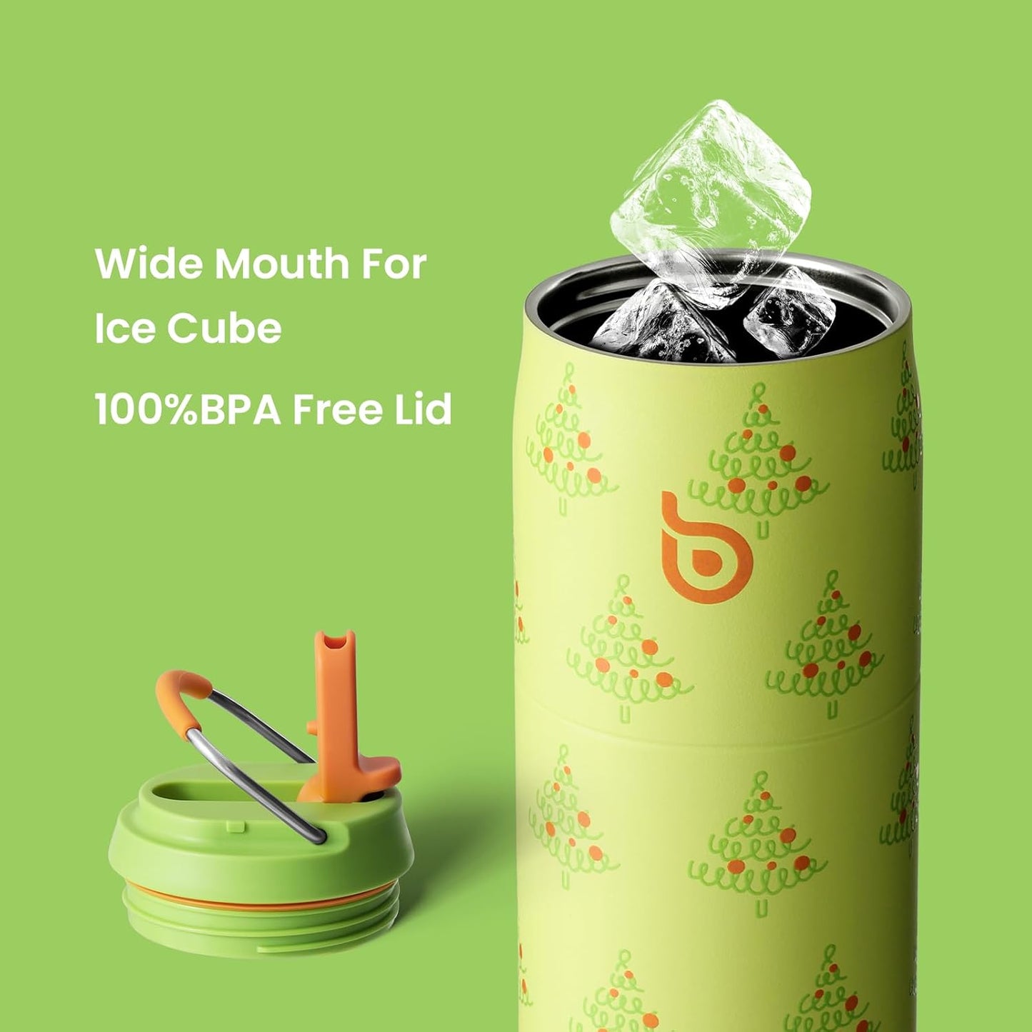 BOTTLE BOTTLE Stainless Steel Water Bottle with Straw Lid and Handle 32 oz Vacuum Insulated Cup for Sports Travel Gym Hiking,Leak-Proof Wide Mouth Water Bottles for Women and Men,tree