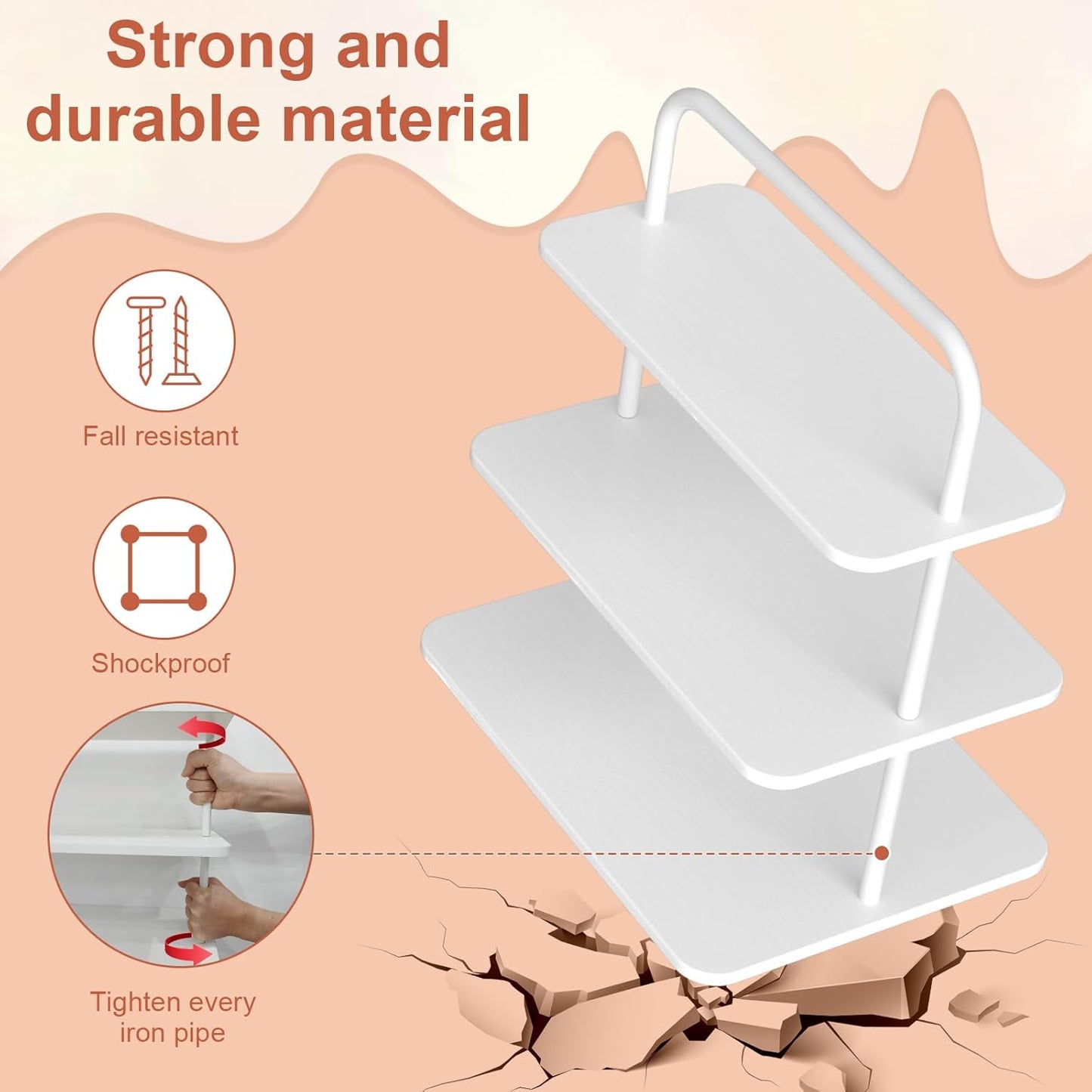 Cupcake Stand, 3-Tier Dessert Stand for 68 Cupcakes, Wood & Metal Tower Display Premium Holder Dessert Tree Tower for Wedding Graduation Birthday Christmas Party, Serving Tray, White