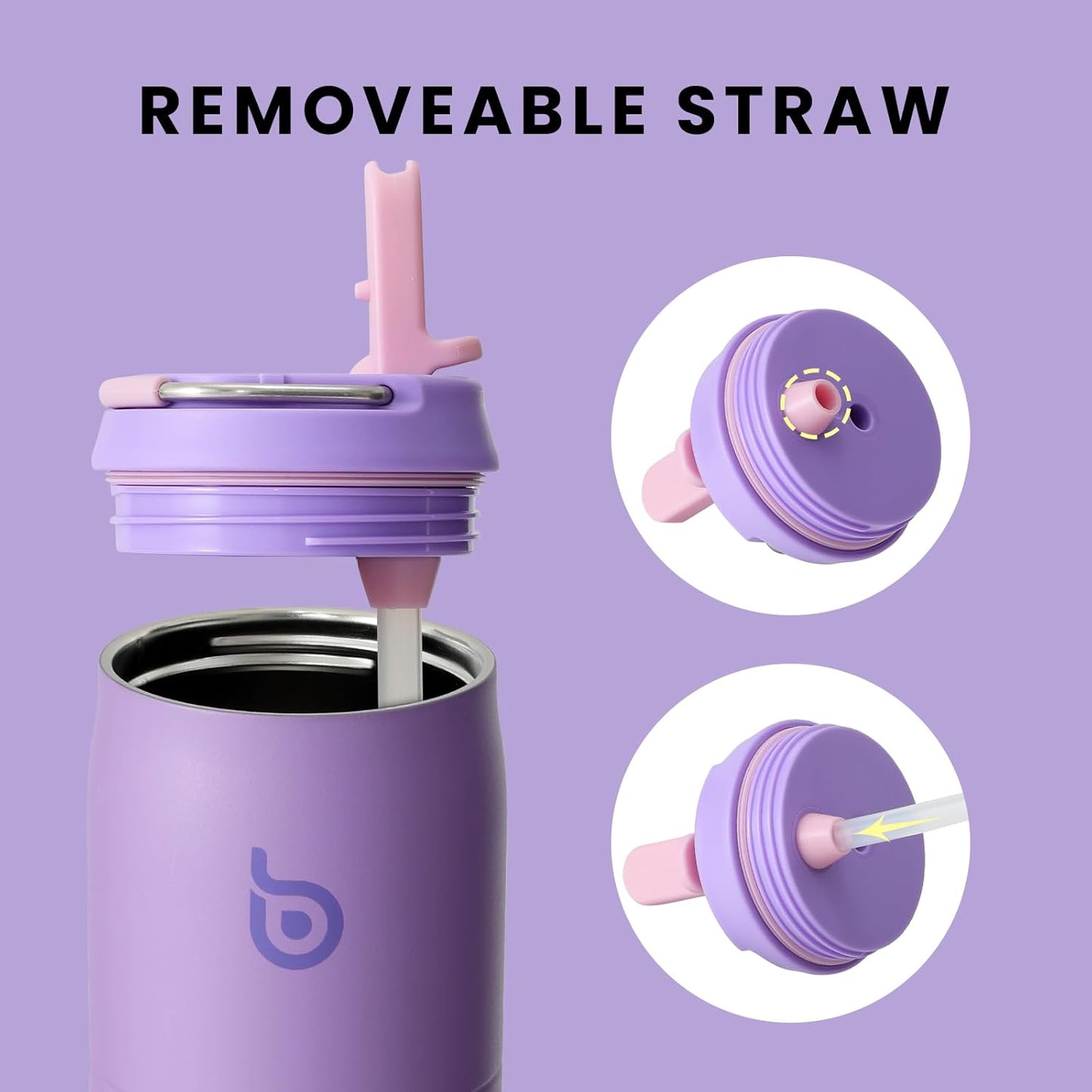 BOTTLE BOTTLE Stainless Steel Water Bottle with Straw Lid and Handle 32 oz Vacuum Insulated Cup for Sports Travel Gym Hiking, Leak-Proof Wide Mouth Water Bottles for Men and Women,violet