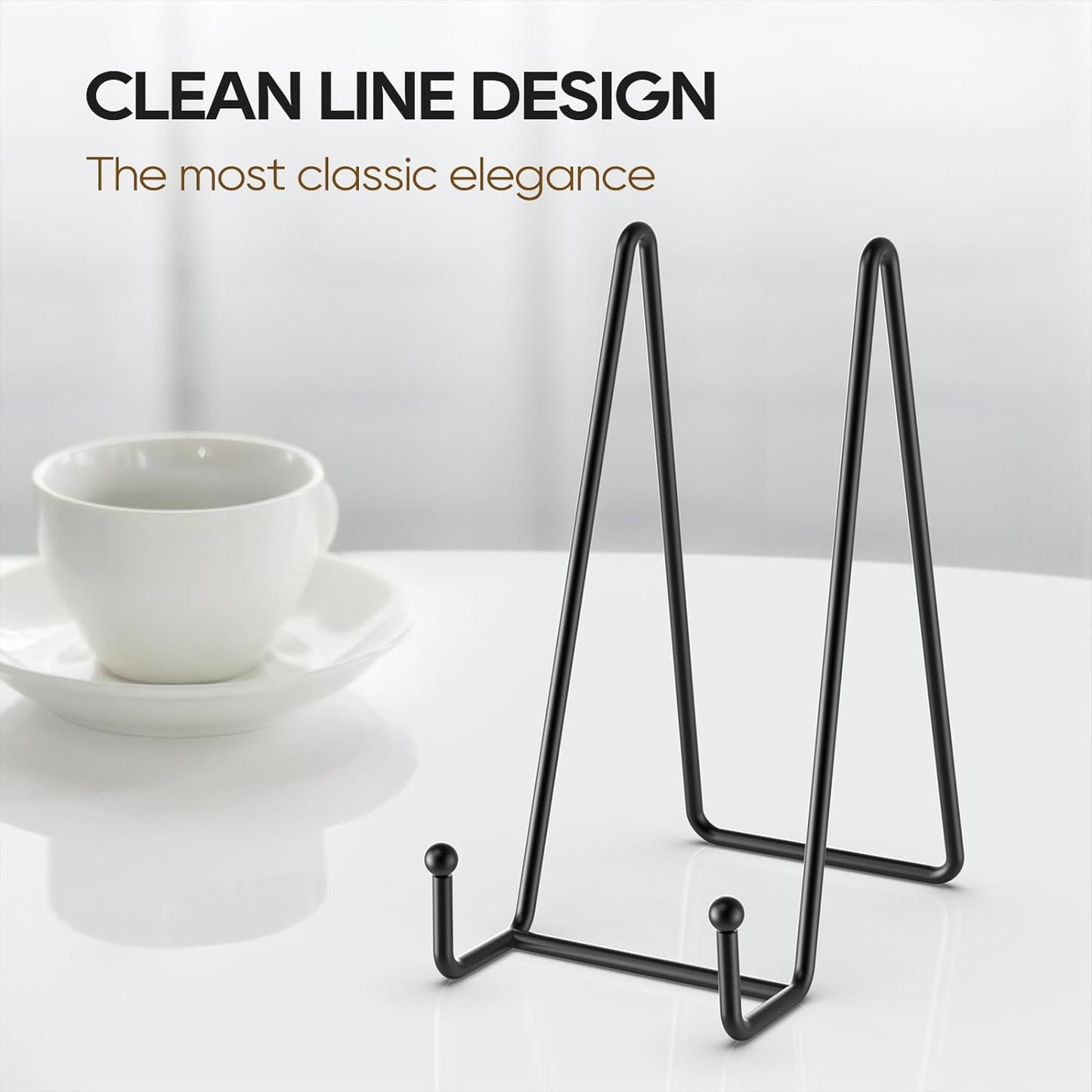 HONGYUTAI 3 Pack 8 Inch Plate Stands for Display Picture - Table Top Display, Decorative Metal Frame Holders for Book, Photo and Platter, Tabletop Art, Black