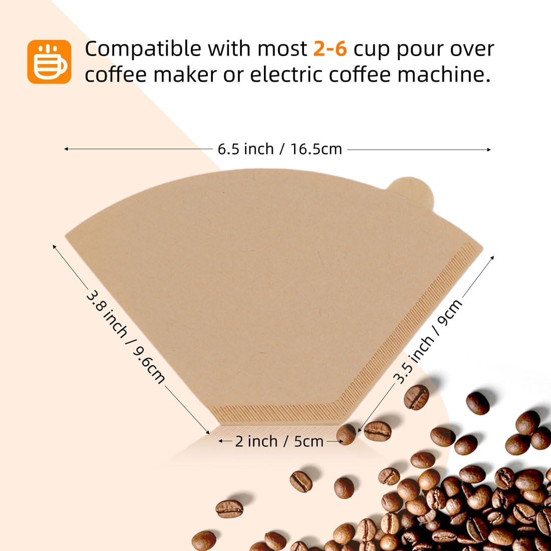 Coffee Filters 2, 2 Coffee Filters Cone, Unbleached Paper Coffee Filter #2, 2-6 Cup, 100 Count