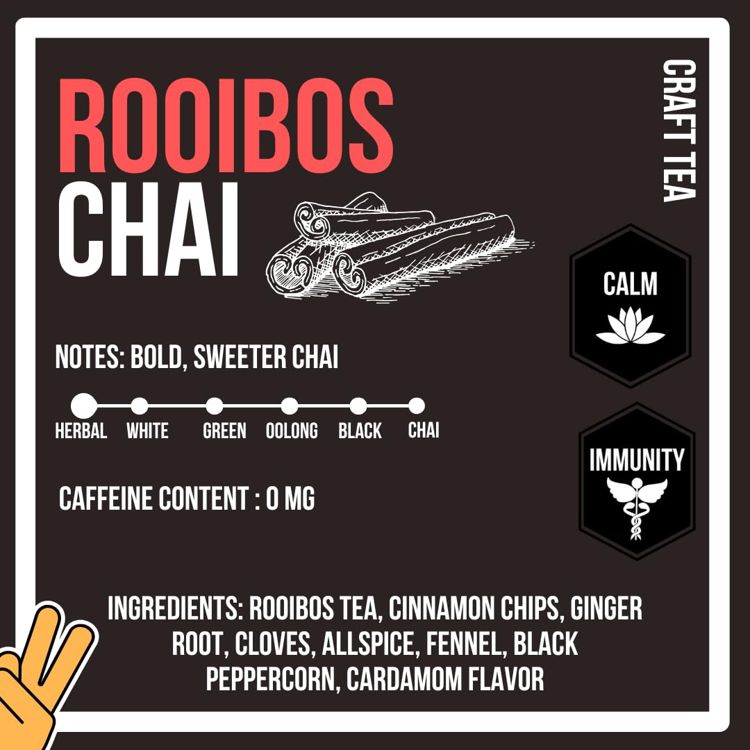 Revival Tea Company Rooibos Chai Tea - Rooibos Red Tea Blend with Fresh Spiced Chai Flavor - Caffeine Free - Loose Leaf 8 Ounces