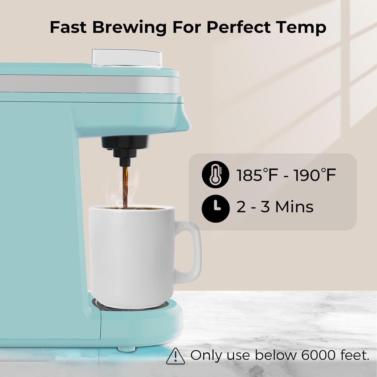 CHULUX Mini Coffee Maker for K Capsule, Single Serve Coffee Maker for One Cup Americano, Lightweight Pod Coffee Machine, Aqua