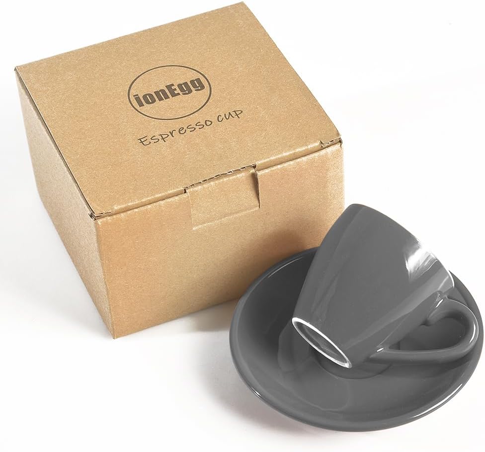 Porcelain Espresso Cup with Saucer, Espresso shot Cup, 80ml/2.7Oz, Grey