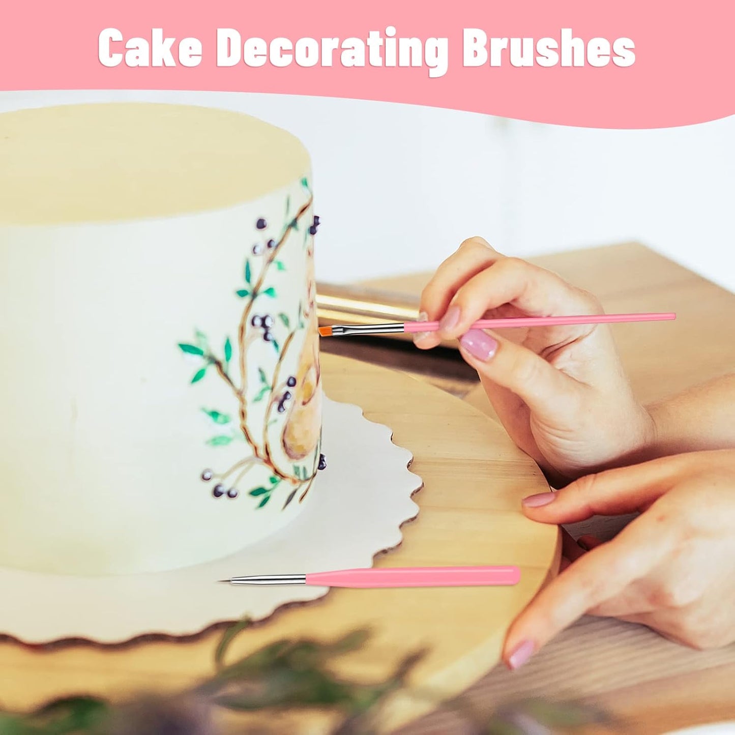 Cake Painting Brushes, 45 Pcs Cake Decorating Brushes Fondant Sugar DIY Tools Set Food Safe Baking Brush for Cake Cookie Icing Pastry