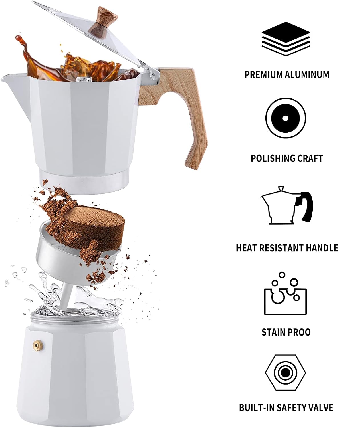 wedrink Stovetop Espresso Maker Aluminum Moka Pot 6 Cups Cuban Coffee Maker Stovetop Coffee Maker Moka Italian Espresso