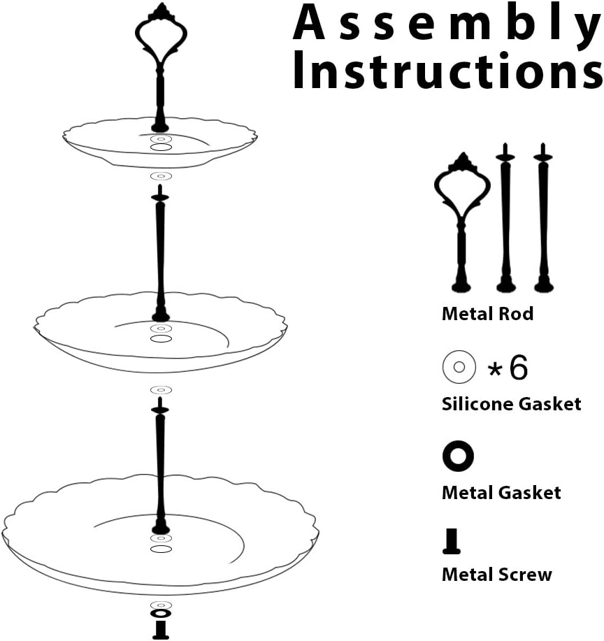 Sweejar 3 Tier Ceramic Cake Stand,Dessert Stand,Cupcake Stand,Tea Party Pastry Serving Platter,Food Display Stand for Tea/Coffee/Birthday/Wedding/Women/Afternoon/Gift - Pink
