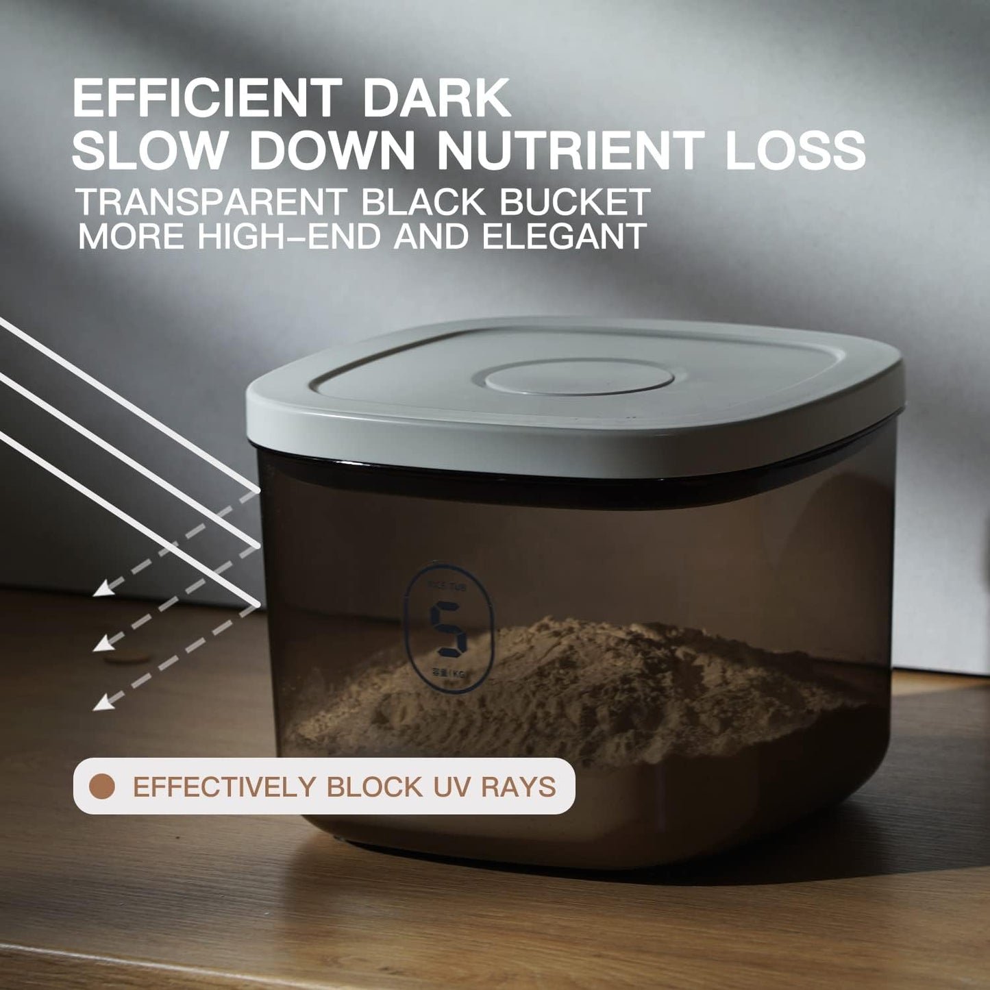 Rice Dispenser,5.28 Qt/5 L/10 Lbs Food Storage Container with Measuring Cup Food Cereal Container Bins Household for Pet Food Organization