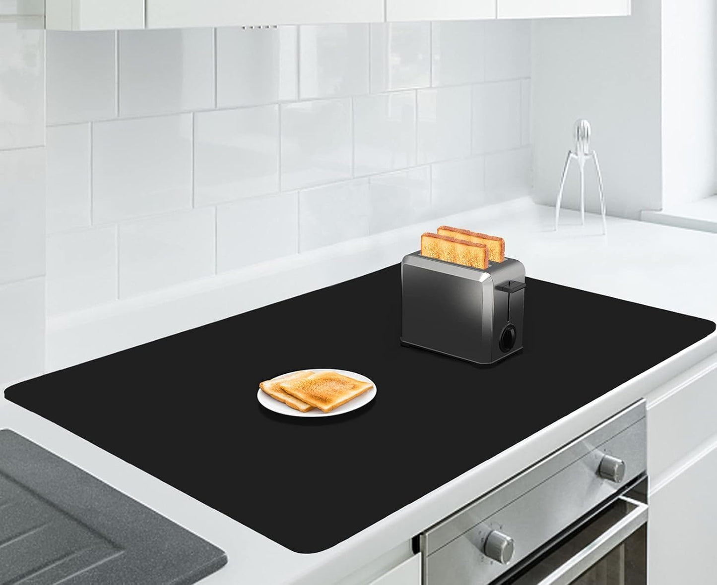 AECHY Extra Large Silicone Mat 35.3"x23.5"x0.08", Multipurpose Silicone Mat Thick Heat Resistant Mat Shipped Rolled Up Kitchen Counter Mat Waterproof Nonslip Silicone Mats for Kitchen Counter Black