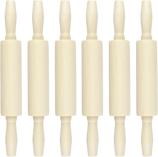 6 Pack Wood Small Rolling Pin for Kids, 7.9 Inch Kids Rolling Pin for Home Kitchen
