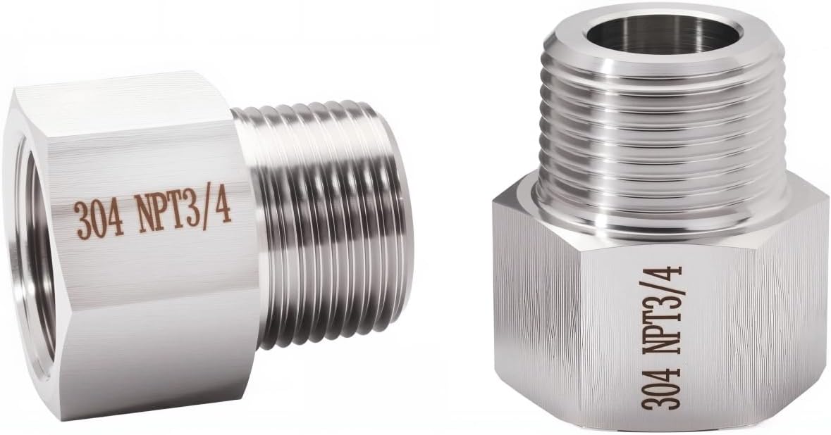 2 pieces Npt3/4 Female to Npt3/4 Male Reducer,3/4-3/4Water pipe Adapter, Fabricate of 304 Stainless Steel