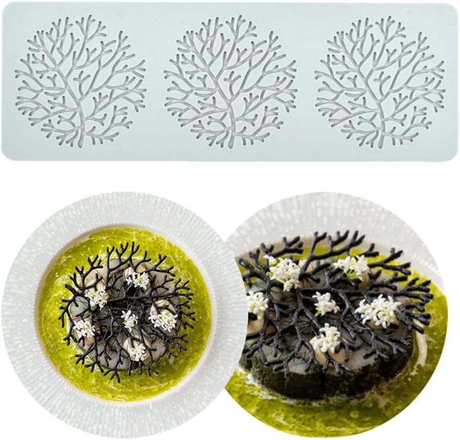 Silicone Lace Mold, Wedding Cake Lace Mat, Coral Cake Decorating Mold Flower Fondant Impression Mats for Edible Lace Fondant Mold, Sugar-Lace Cupcake Mat Tools (B_10.6x5.4x0.12inch)