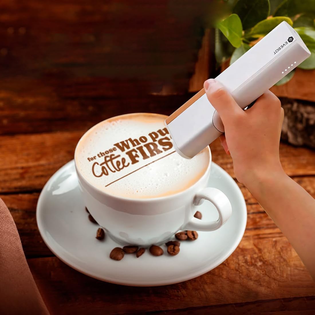 Handheld Food PrintPen Portable Mini Coffee PrintPen Latte Art Macaron Cookie DIY Design PrintPen, Christmas Gifts Bluetooth 4.2-1PCS Brown Color