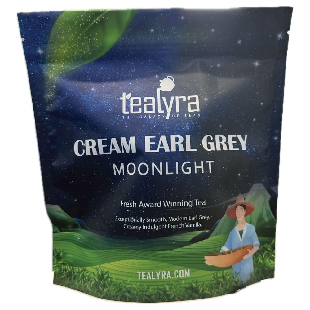 Tealyra - Cream Earl Grey Moonlight | Luxurious Black Loose Leaf Tea | Citrusy Bergamot & French Vanilla Flavor | All Natural Ingredients, 100g (3.5-ounce)
