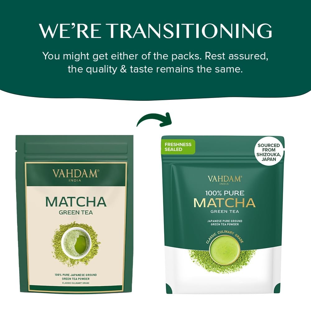 VAHDAM, Japanese Matcha Tea Powder (50 Cups,3.53oz) Sourced from Japan | Authentic Japanese Matcha Green Tea Powder | Classic Culinary Matcha From Japan
