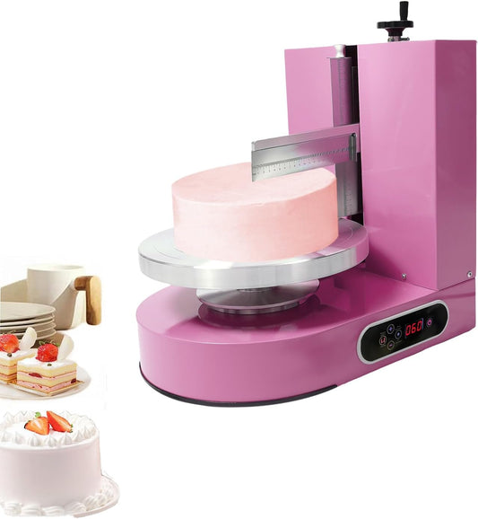 Cake Decorating Machine, Electric Birthday Cake Cream Smooth Coating Decoration Machine, Cake Smoother Icing Machine,Cake Cream Spatula Machine for 4-12inch Cake (Pink)