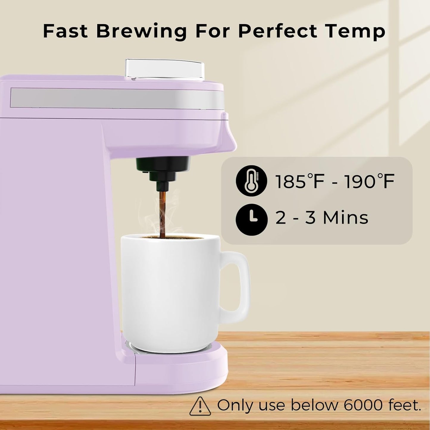 CHULUX Mini Coffee Maker for K Capsule, Single Serve Coffee Maker for One Cup Americano, Lightweight Pod Coffee Machine, Lavender