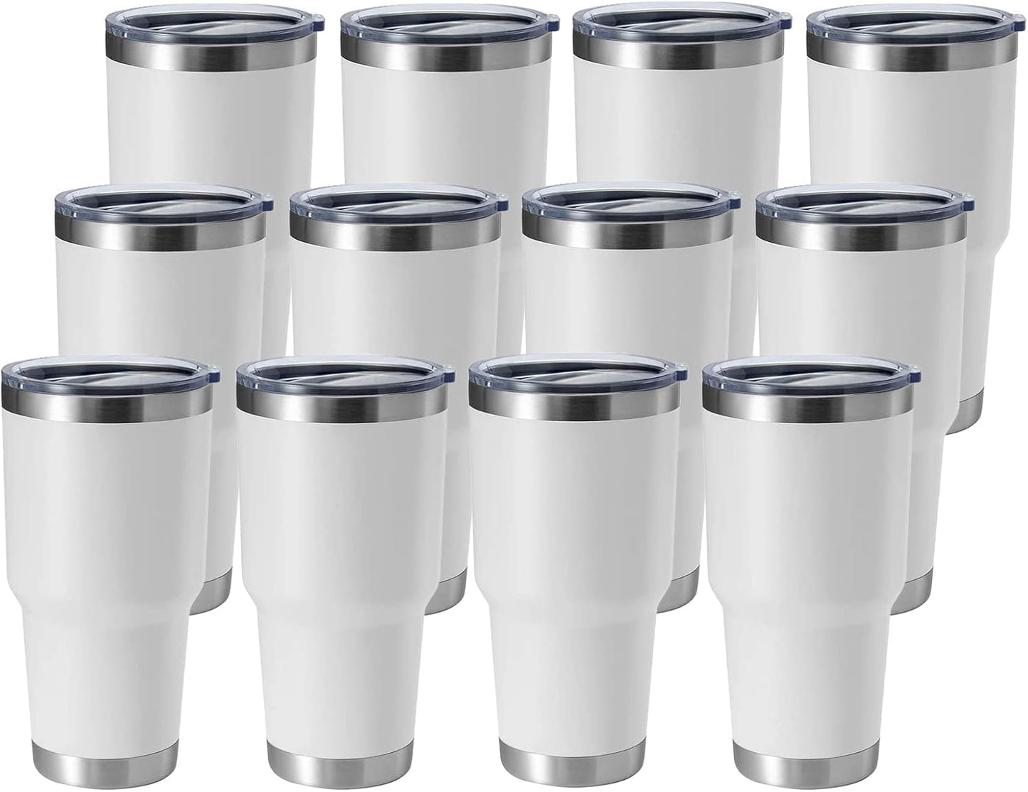 HASLE OUTFITTERS 30oz Stainless Steel Tumbler, Double Wall Vacuum Insulated Travel Mug Tumbler, Durable Insulated Coffee Mug, Gift Box Set (White, 12)