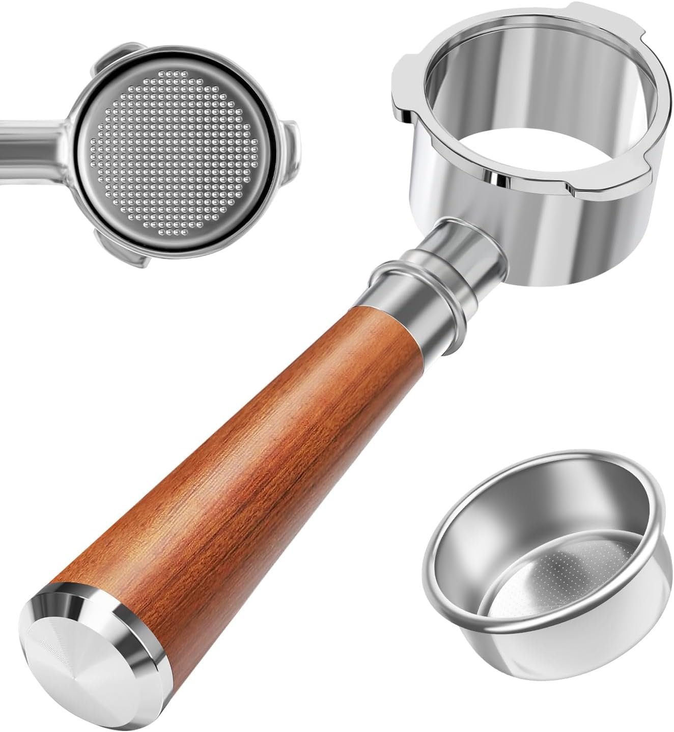 51mm Bottomless Portafilter 3 Ears Fits for CASABREWS CM5418, 3700Essential, 3700Gense, 3700Pro, Gevi 51mm 3 Ears Grouphead, Mr. Coffee Espresso and Cappuccino Machine, Stainless Steel Filter Basket