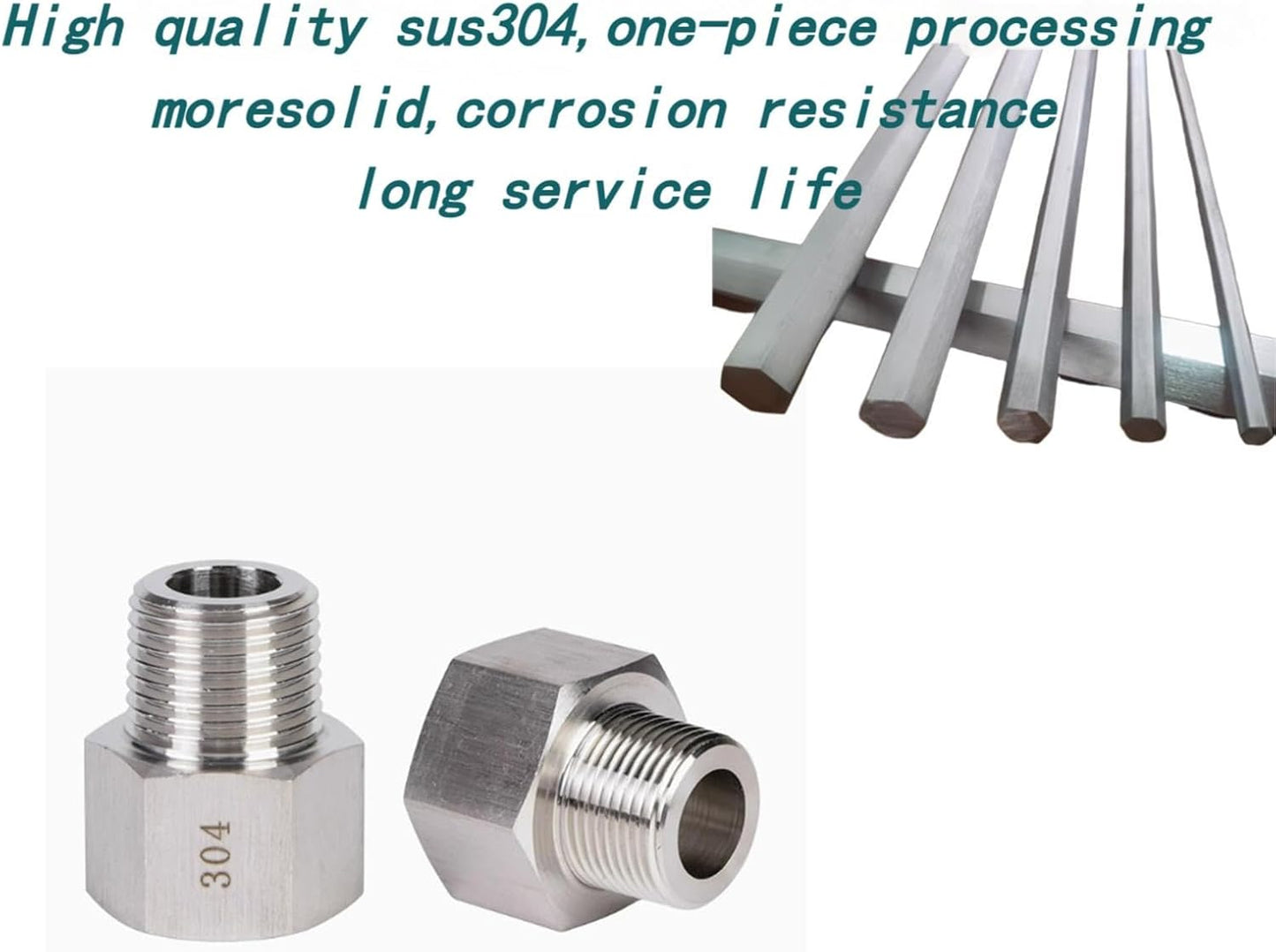 2 pieces Npt1/4 Female to Npt1/8 Male Reducer,1/8-1/4Water pipe Adapter, Fabricate of 304 Stainless Steel