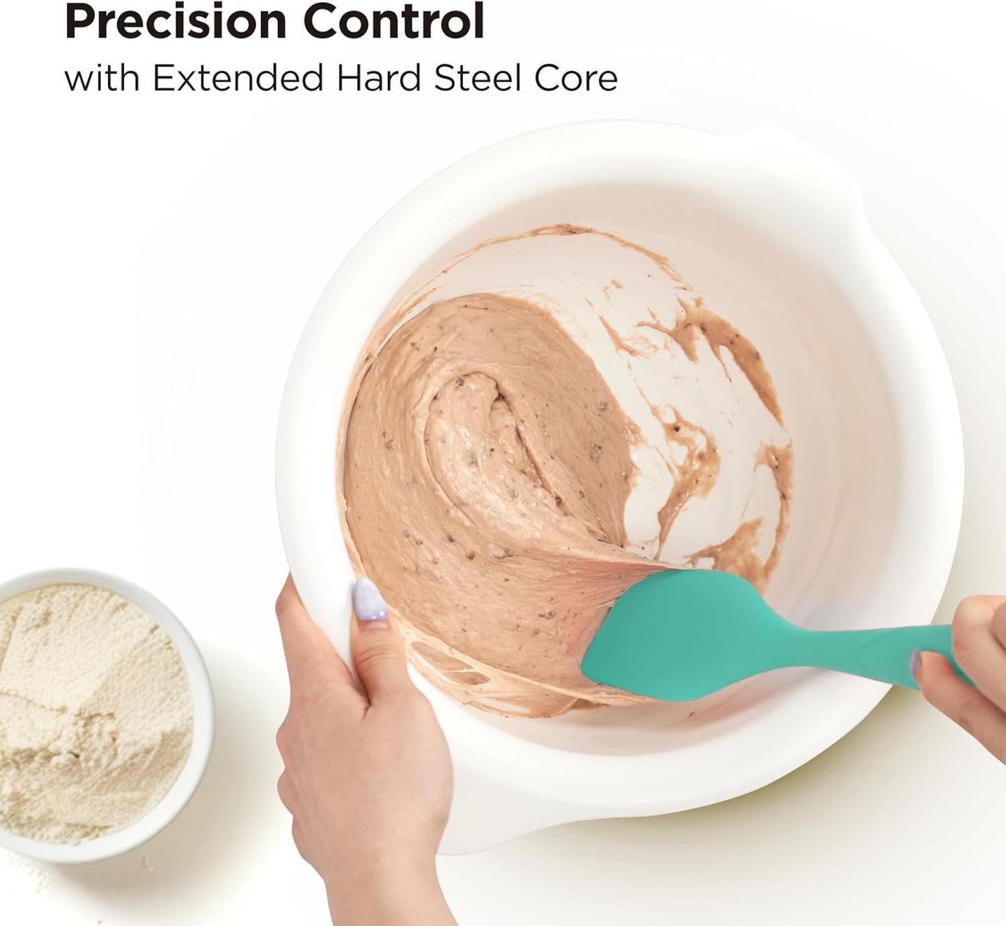 Kitchen Mama WaltzGrip Platinum Silicone Scraping Spatula: Heat Resistant, Seamless, Non Stick for Frying Pan Cookware, Safe, Flexible Bowl Scraper - Ideal for Mixing, Baking, Stirring (Teal)