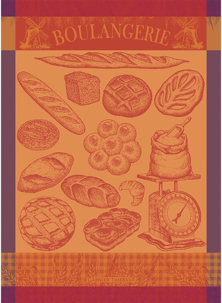 Garnier Thiebaut Boulangerie Moulin Ambre (Moulin Amber Bakery) French Kitchen Towel 22"x30", Cotton, Jacquard