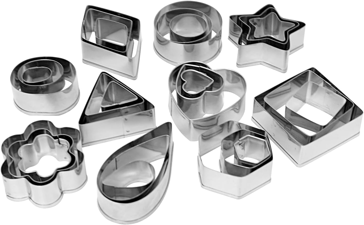 Stainless Steel Cookie Cutter Set - 30Pcs Multi Shapes Kit with Small Circle, Triangle, Mini & Small Star Cutters for Baking, Holiday Cookies, Kids Kitchen Tools (Boys & Girls)