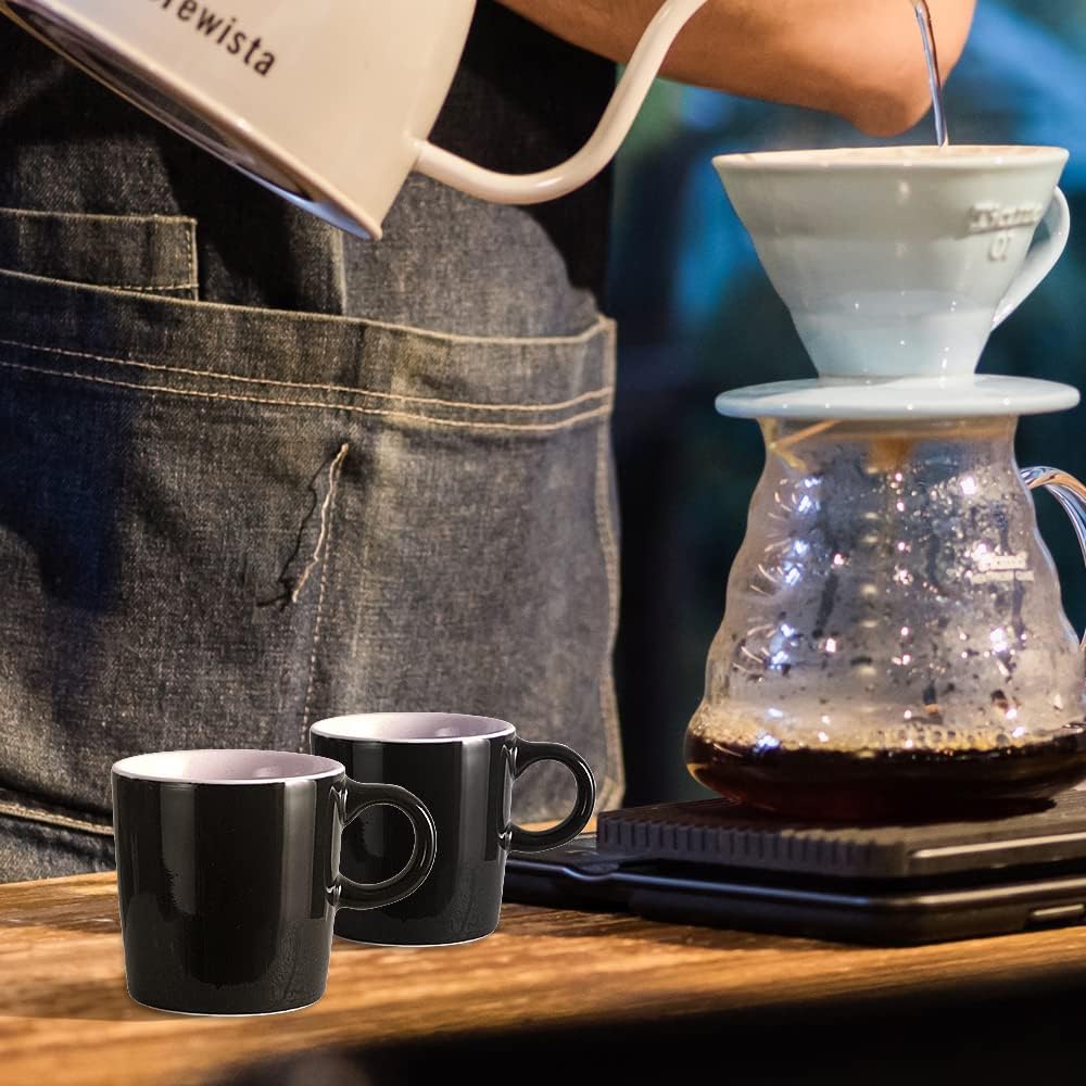 homEdge Mini Procelain Espresso Cup, 4 Ounces / 120 ml Tiny Ceramic Coffee Mugs Demitasse for Espresso, Tea- Set of 6, Black