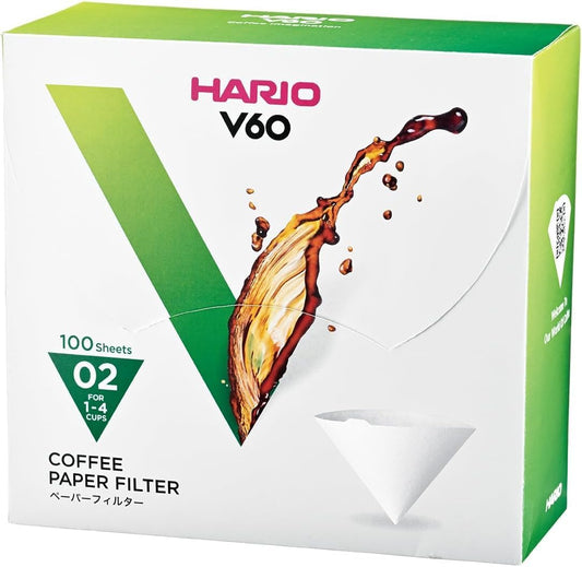Hario V60 Paper Coffee Filter, Size 02, White, 100ct Box