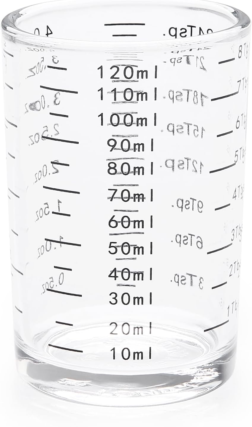 BCnmviku Measuring Cup Shot Glass 4 Ounce/120ML Liquid Heavy High Espresso Glass Cup Black Line (1, Black)