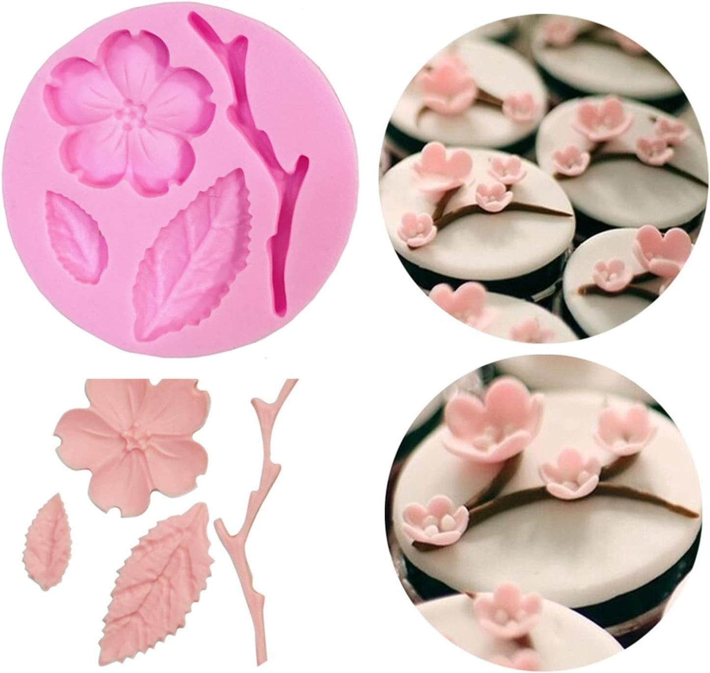 9 Pcs Flowers Fondant Molds Silicone Molds for Cupcake Dessert Chocolate Jelly Cookie Decor, Jewelry, Pastry, Chocolate,Handmade Soap Mould Candy Making