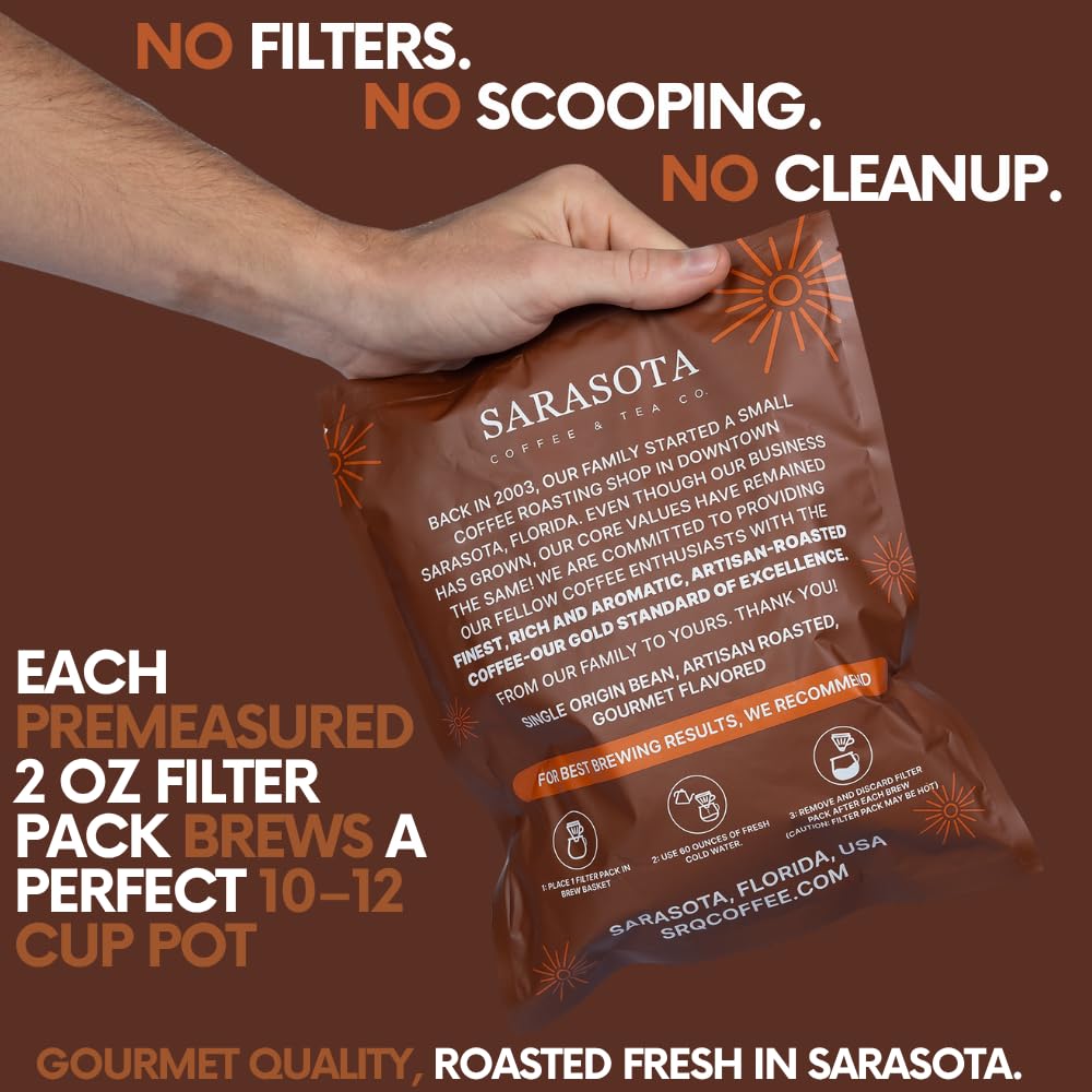 Ground Flavored Coffee In Filter Packs | Medium Roast Low Acid Mold Free Pouches | Sampler Packets | Salted Caramel Gourmet Powder Bags for 10-12 Cup Drip Maker | Highest Rated Individual Premeasured Coffee
