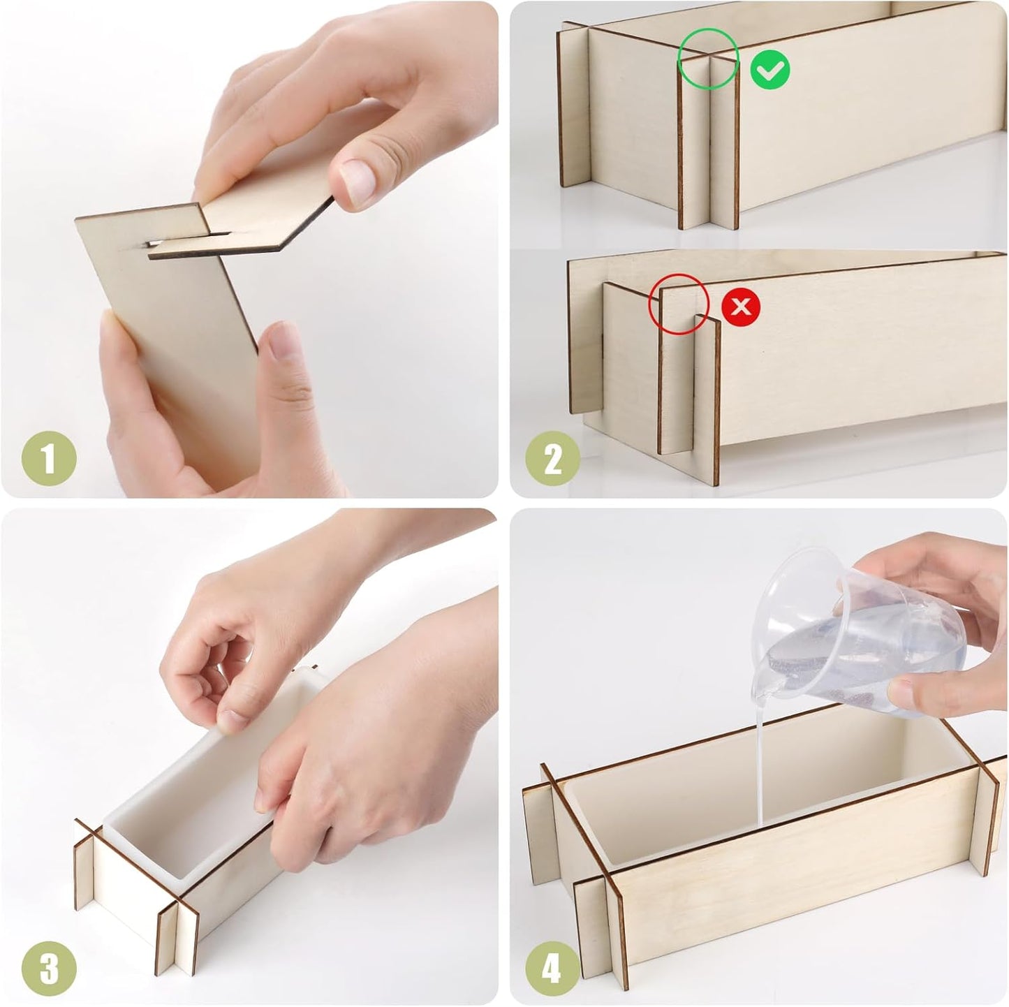 Large Resin Molds, Rectangle Silicone Molds for Epoxy Resin, 5 PCS Cuboid Resin Moulds with Wooden Support, Deep Casting Molds for Preserving Flowers, Insect Specimens, DIY Gifts, Furniture Decoration