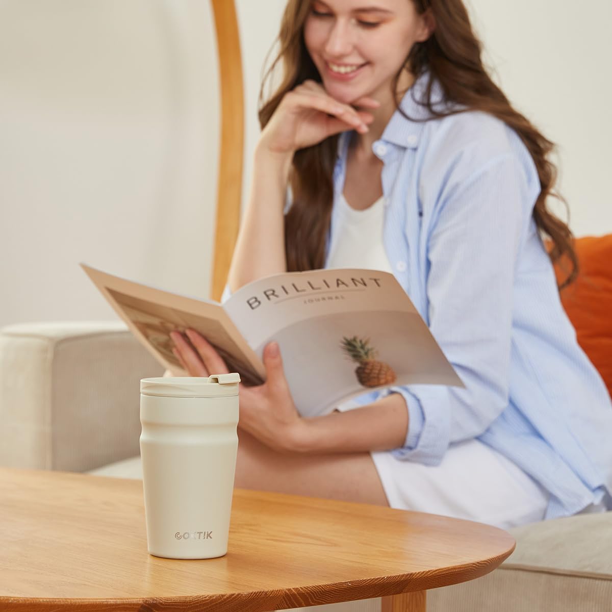 COKTIK 20oz Insulated Tumbler with Lid and Straw 2 Lids (Straw/Flip) Iced Coffee Cup Reusable Stainless Steel Travel Mug Water Bottle Cupholder Friendly for Women Men Her Him (Almond Birch)