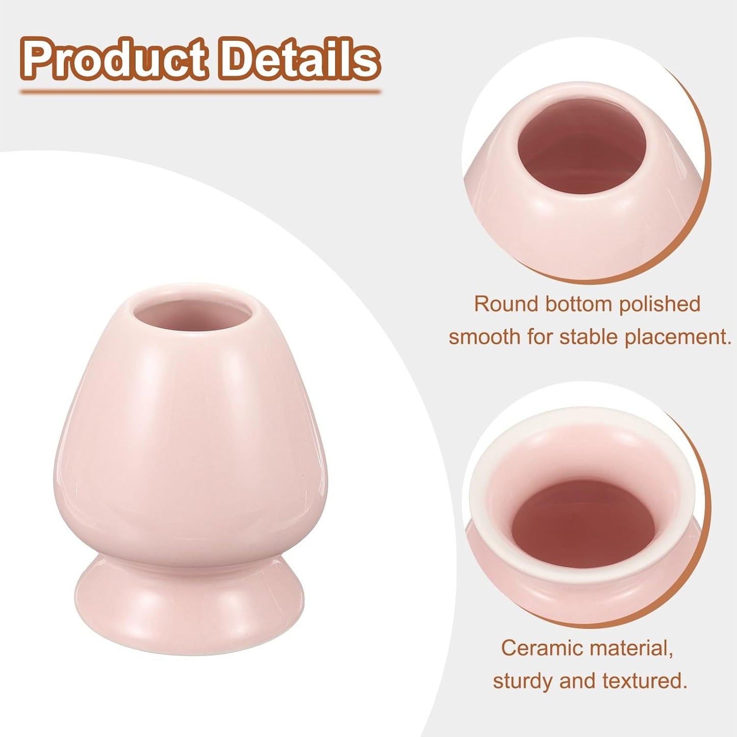 HARFINGTON Ceramic Chasen Stand 70mm Matcha Whisk Holder Teas Set Whisks Stand Traditional Matcha Tea Chasen Holder Tea Set Accessories for Tea Tasting, Pink