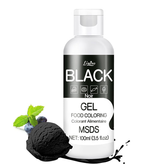 Gel Food Coloring - 4.5oz Vivid Food Coloring Gel for Baking, Cake Decorating, Cookie, Fondant, Macaron - Tasteless Concentrated Edible Food Color Dye for Icing, Slime, Drinks, DIY Crafts (Black)