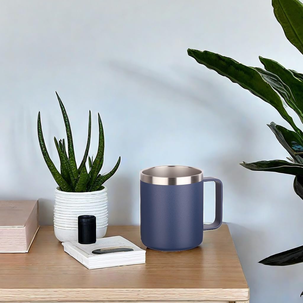 Volhoply 14oz Insulated Stainless Steel Coffee Mug with Lid Bulk 8 Pack,Double Wall Vacuum Travel Coffee Cup with Handle,Reusable Metal Cups Tumbler Cup, Camping Mugs,Ideal Gifts(Mix,8)