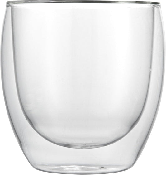 Restaurantware-Forma Professional 8.5 Ounce Double Wall Coffee Cups, 2 Insulated Latte Glasses - Dishwashable, Reusable, Clear Glass Beverage Cups, Freezable, For Hot Or Cold Beverages