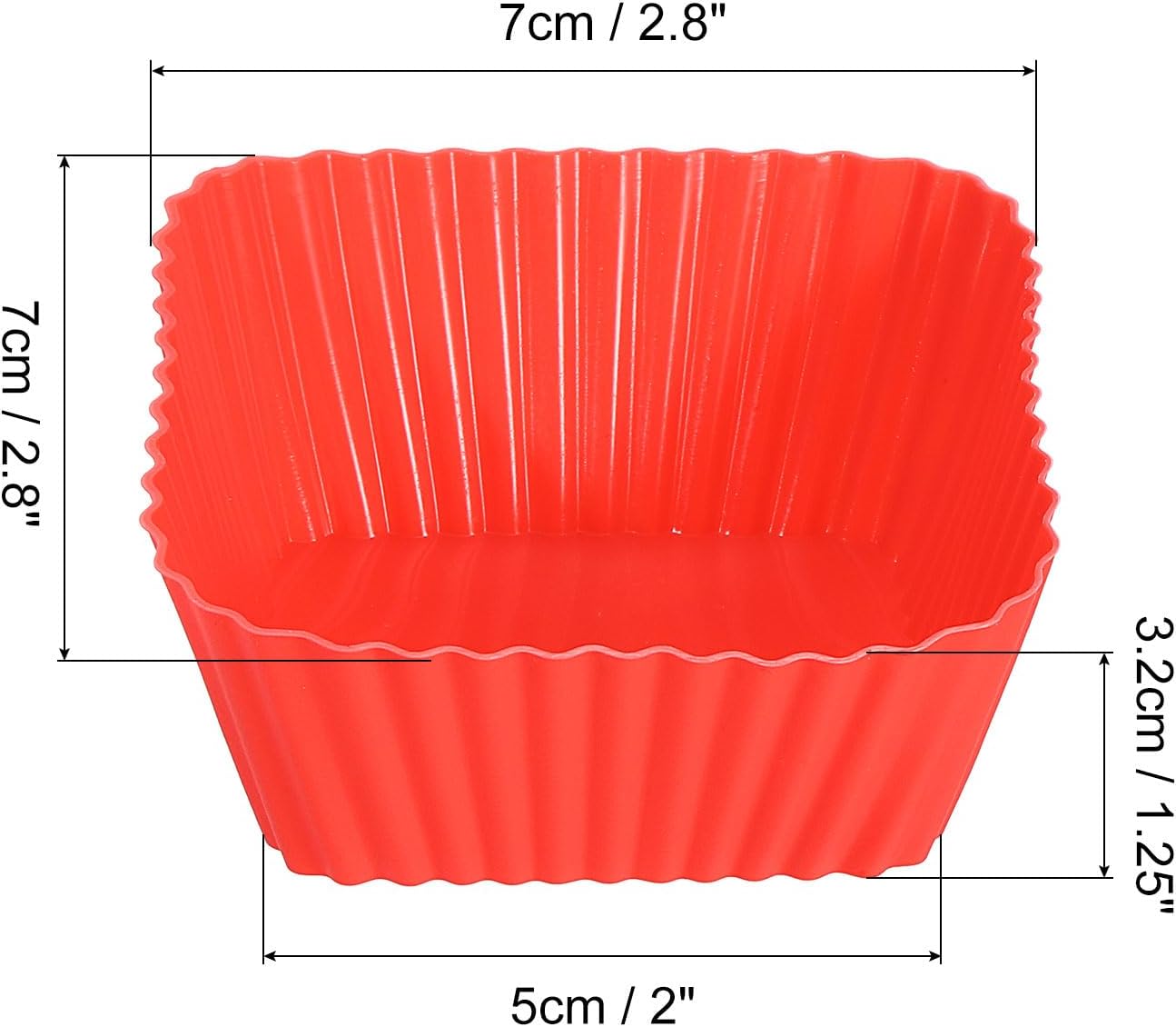 uxcell 36Pcs Silicone Cupcake Baking Cups, Silicone Muffins Liners Non-Stick Square Baking Cups, for Cooking Eggs Baking Muffins and Make a Cake(Red)