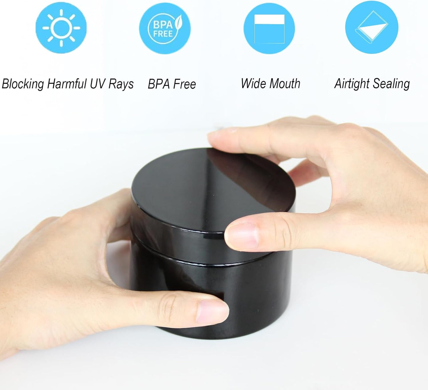 Black Glass Storage Jar 250ml Wide Mouth Airtight UV Protection Container for Spice Coffee